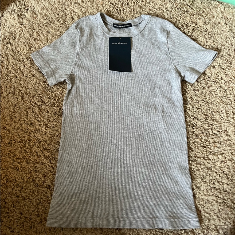 NEVER WORN brandy melville gray ribbed top